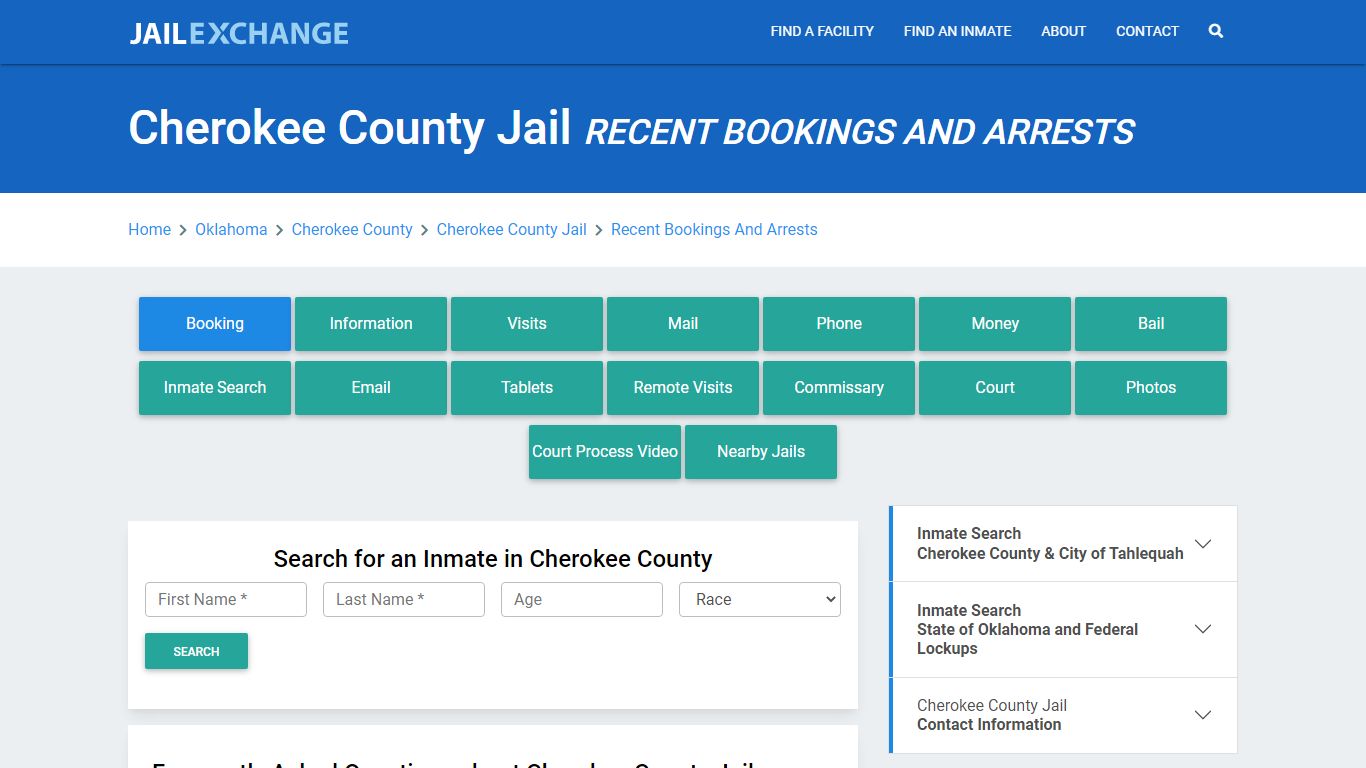 Cherokee County Jail OK Recent Arrests and Bookings