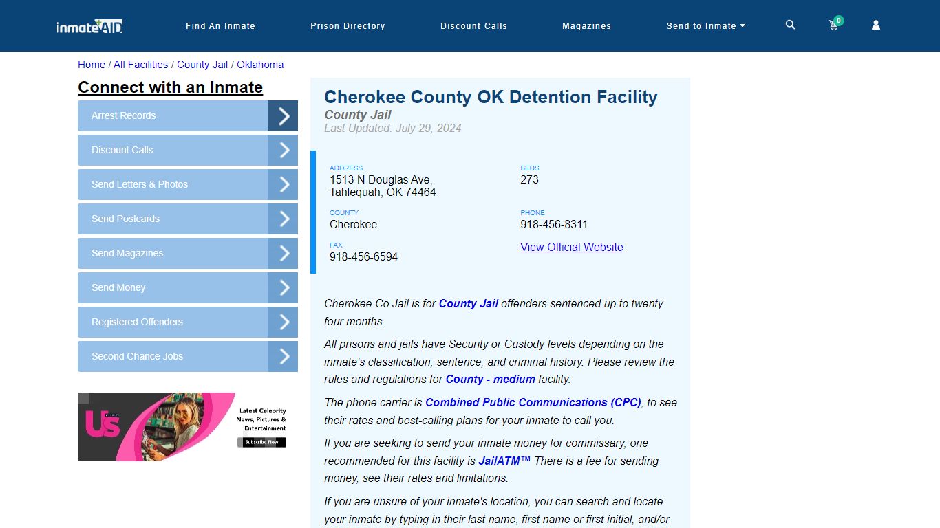 Cherokee County OK Detention Facility - Inmate Locator