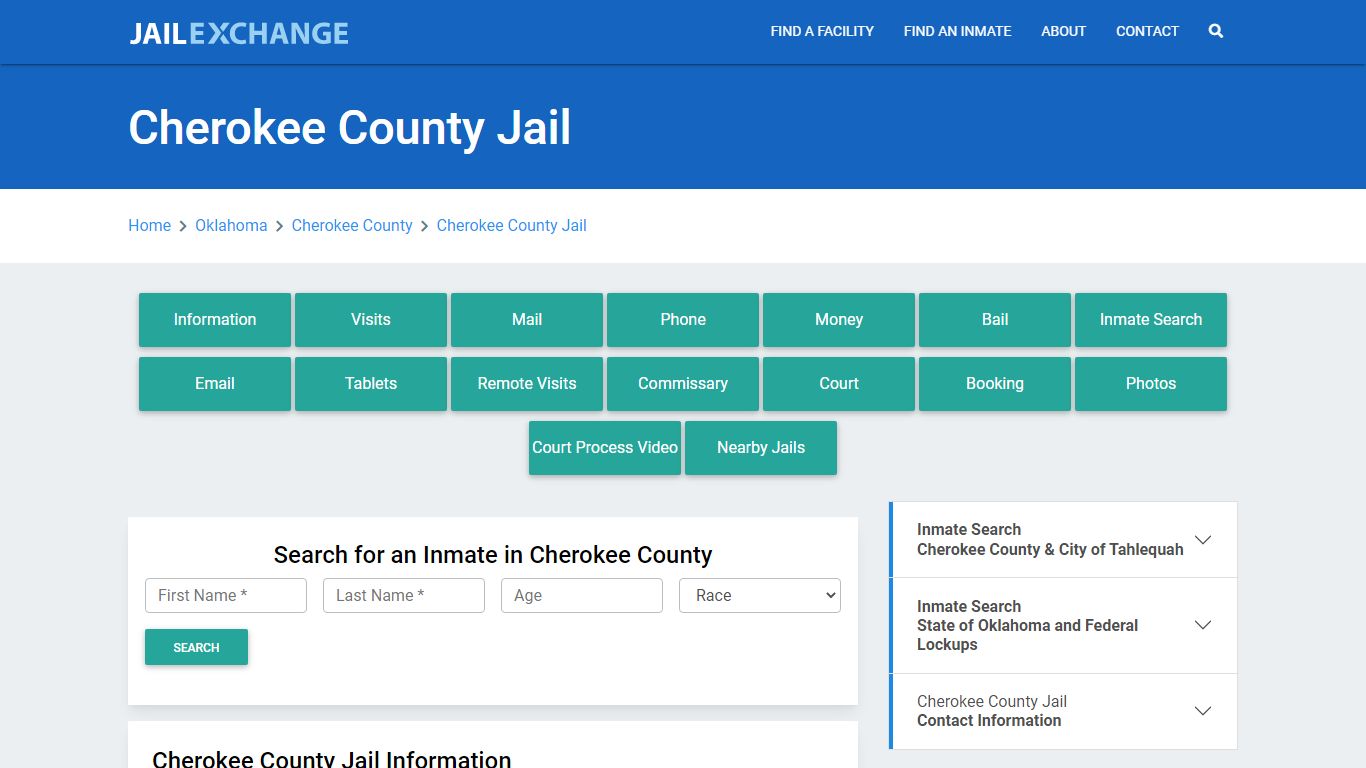 Cherokee County Jail Roster Lookup, OK, Inmate Search